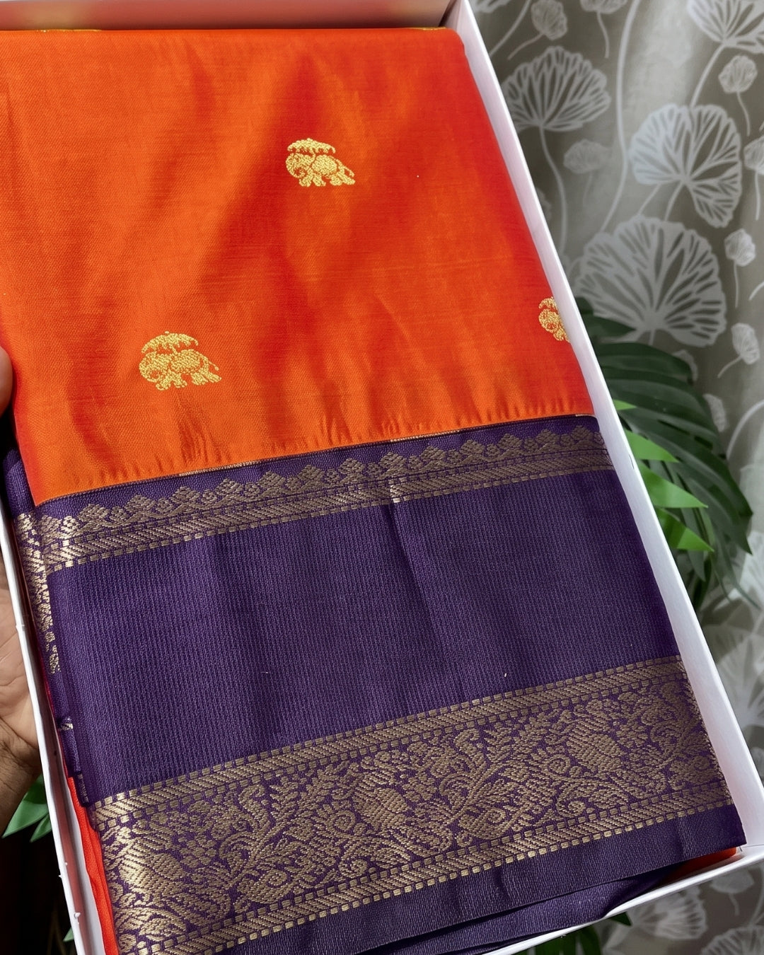 Viha - Royal Vermilion Orange Soft Silk Saree