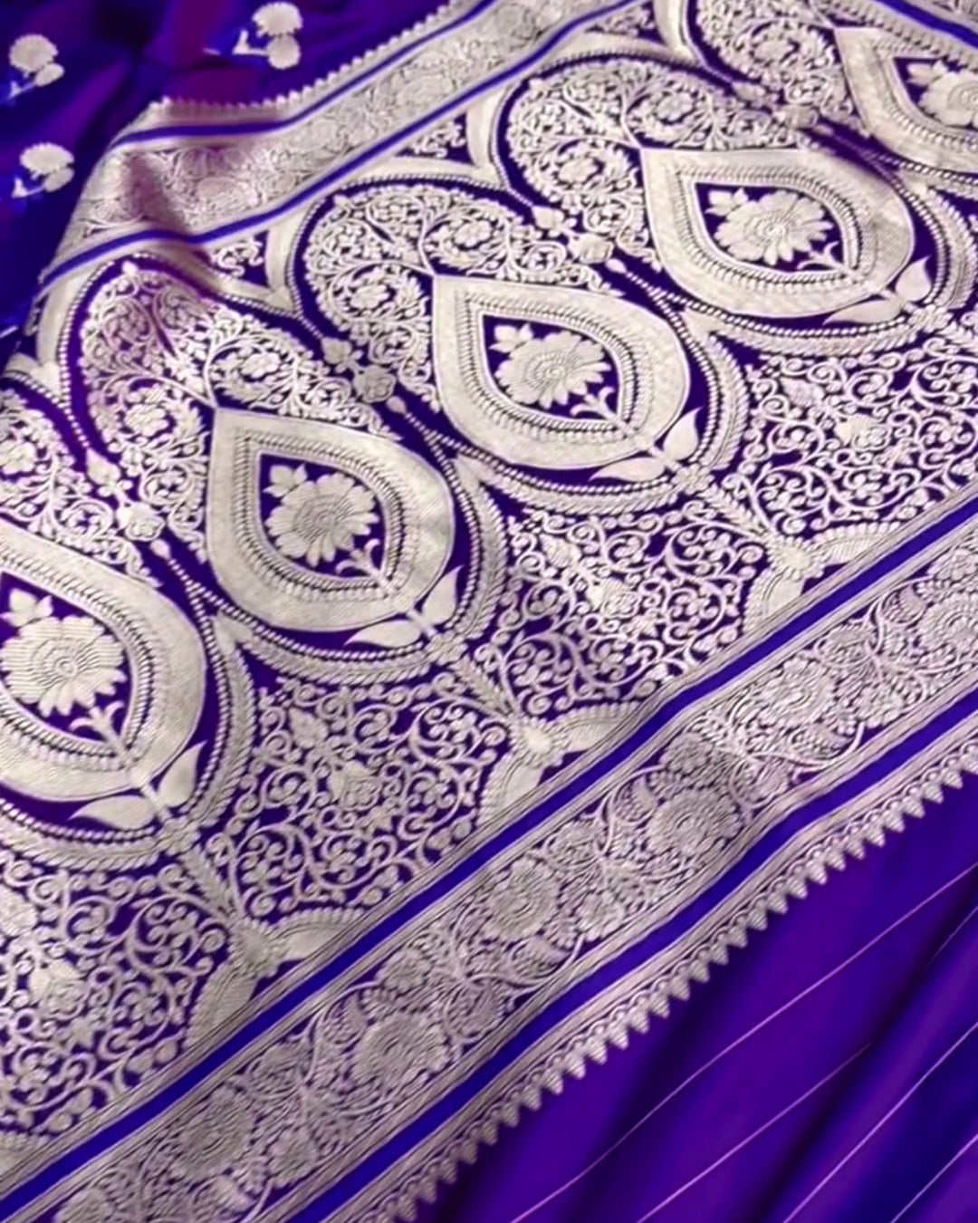 Manjari - Royal Purple Silver Zari Banarasi Saree