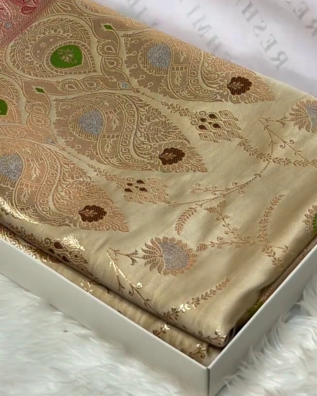 Vanya - Cream Red Banarasi Paisley Zari Silk Saree