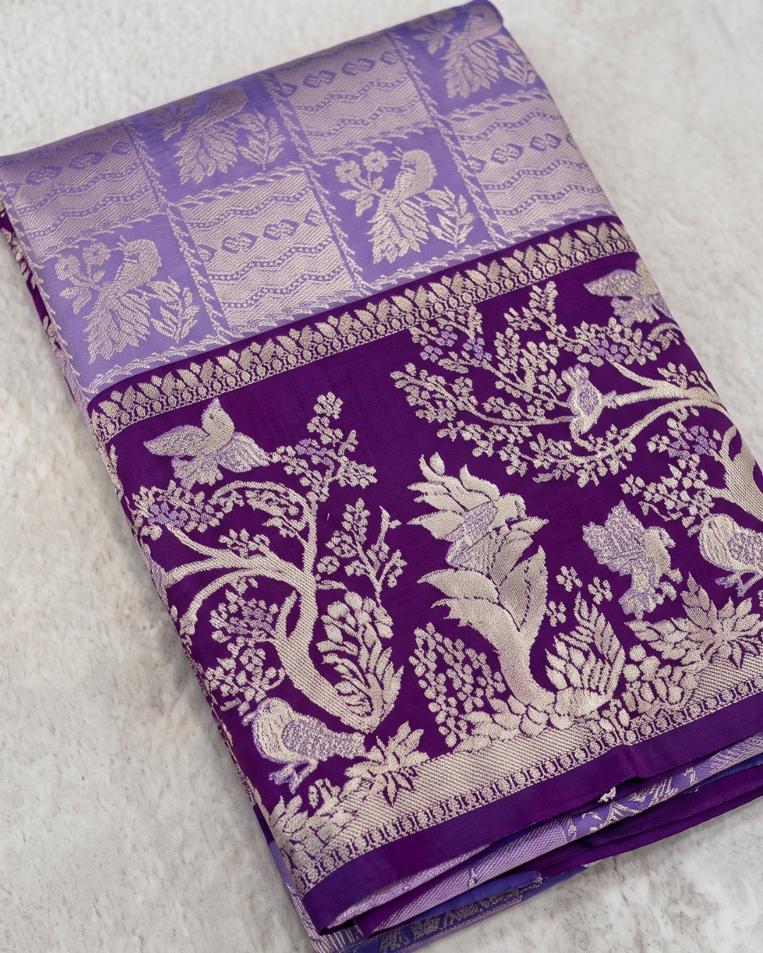 Vidhi - Heritage Lavender Silver Banarasi Silk Saree