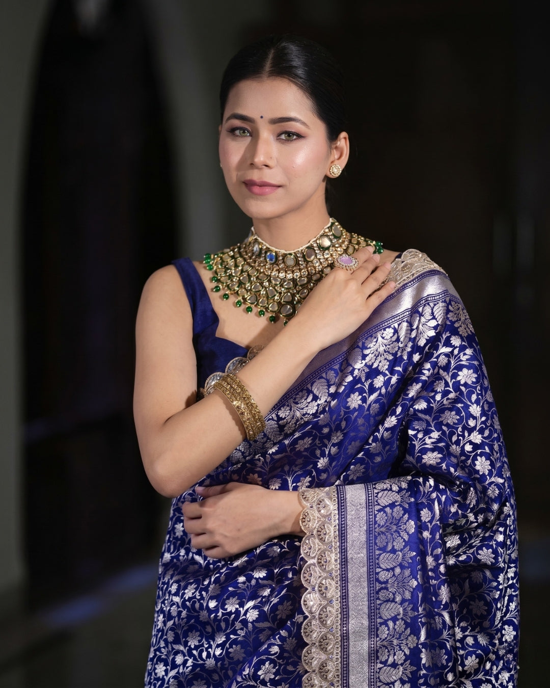 Bela – Royal Blue Silver Banarasi Elegance