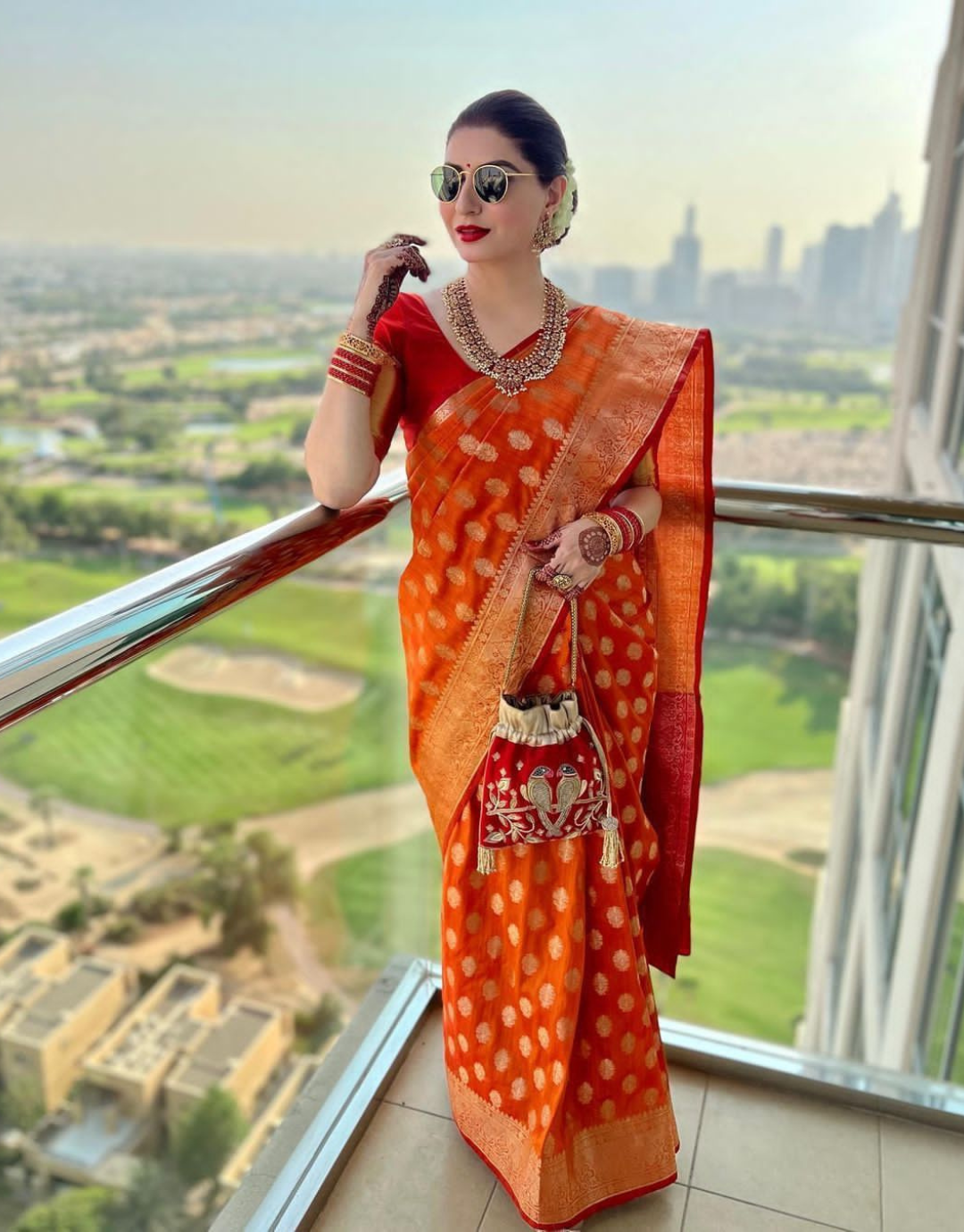 Orange bridal silk saree hotsell