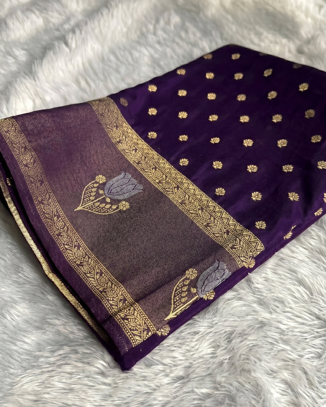 Varni - Royal Purple Zari Blossom Saree