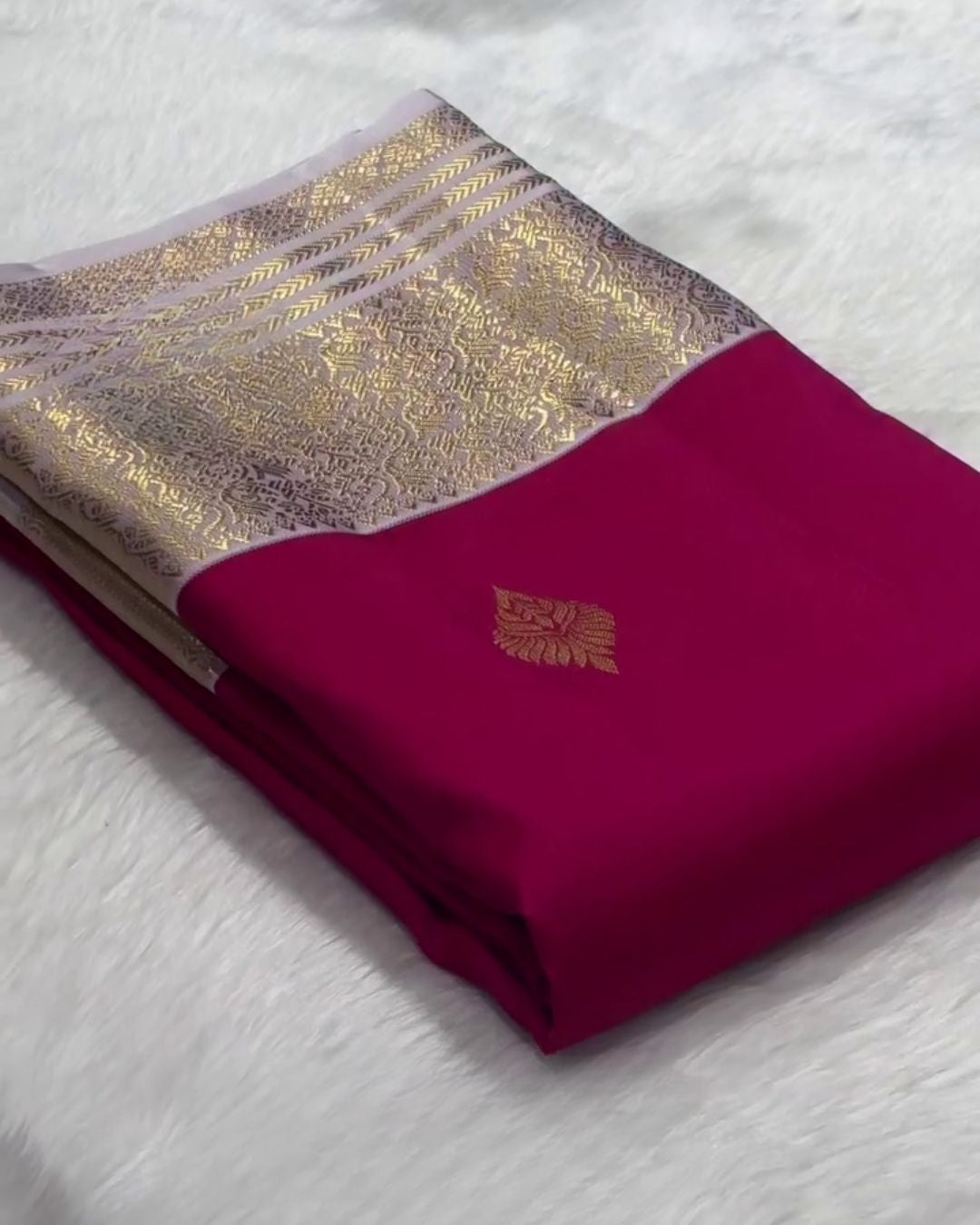 Tavisha - Magenta Kanchipuram Silk Saree with Gold Zari Border