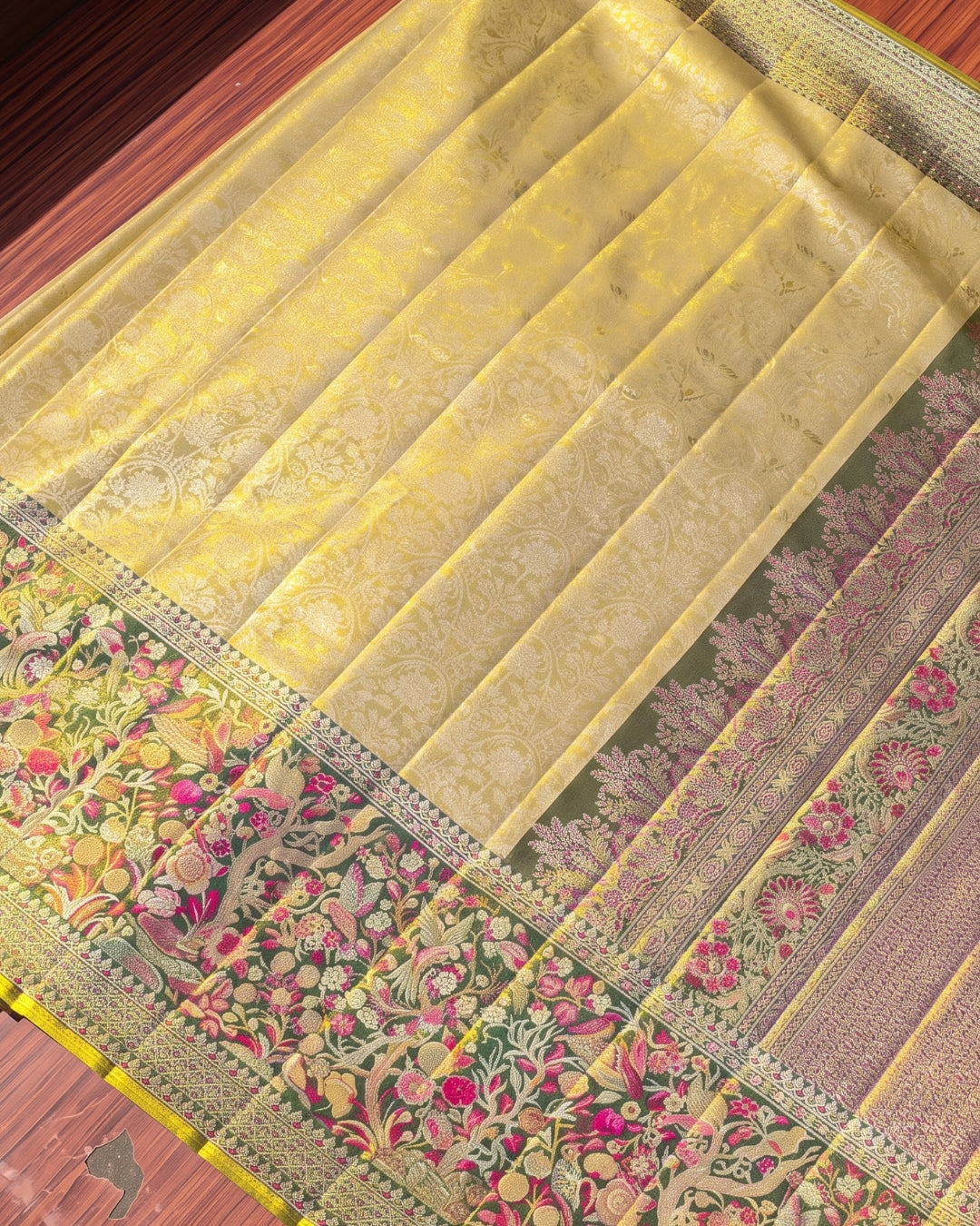 Elina - Golden Garden Woven Silk Saree