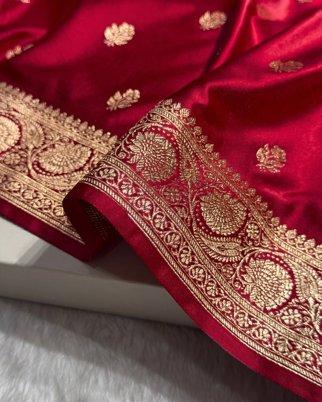 Carmai - Crimson Red Banarasi Silk Saree