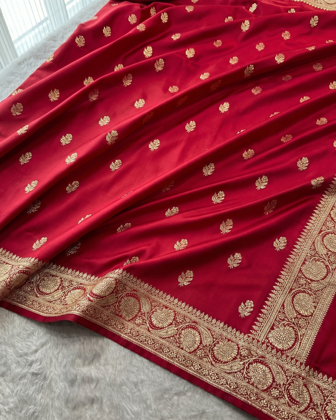 Carmai - Crimson Red Banarasi Silk Saree