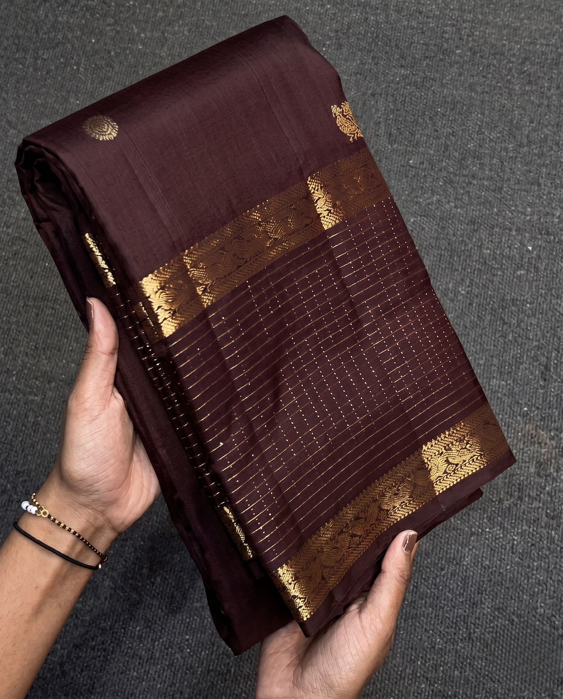 Bhomika - Maroon Zari Grid Temple Border Kanchipuram Saree