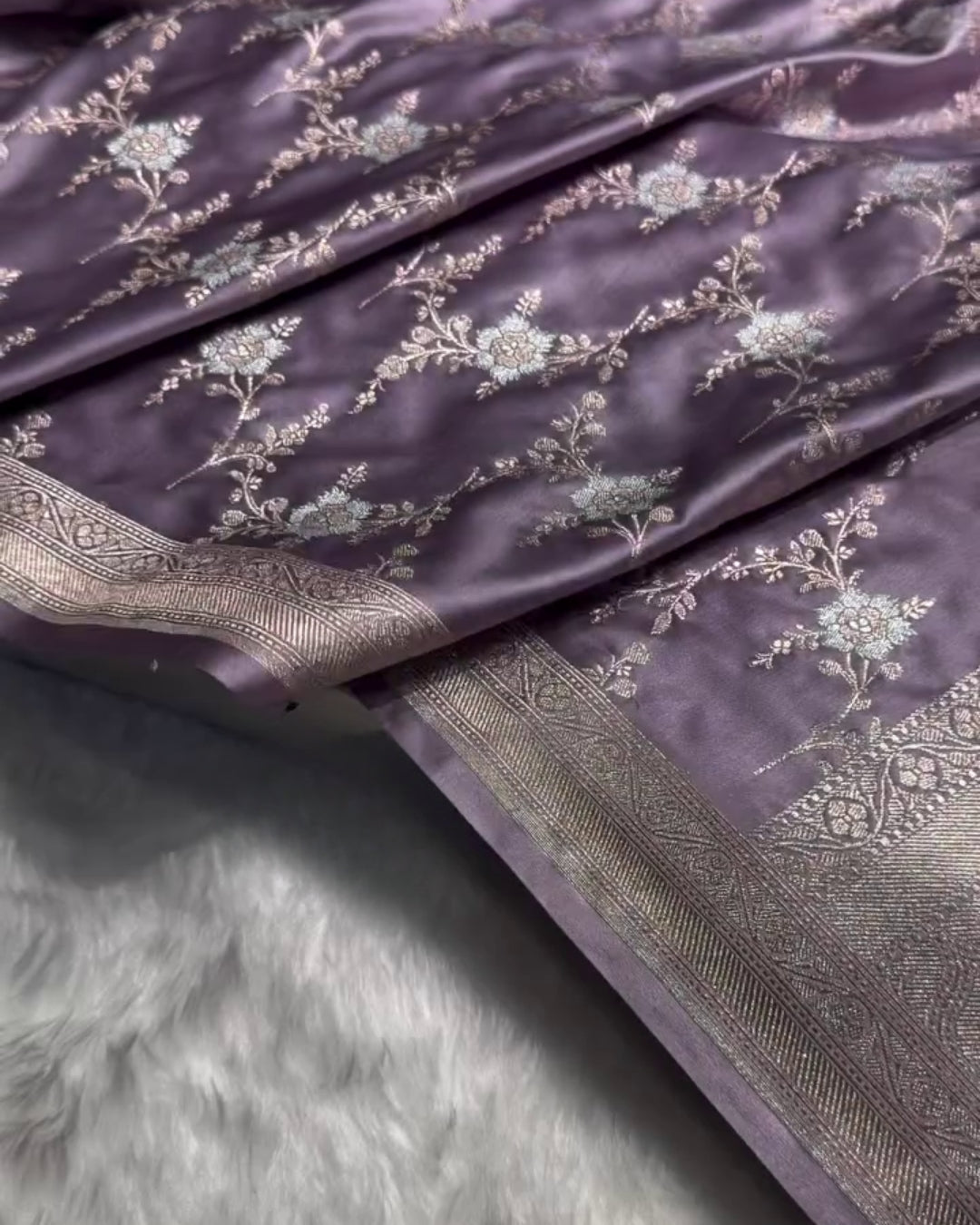 Samaira – Premium Lavender Banarasi Weave Saree