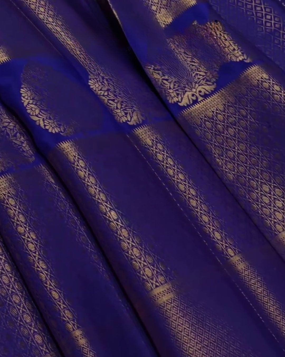 Rameshwari - Royal Blue Banarasi Silk Saree with Zari Paisley Border