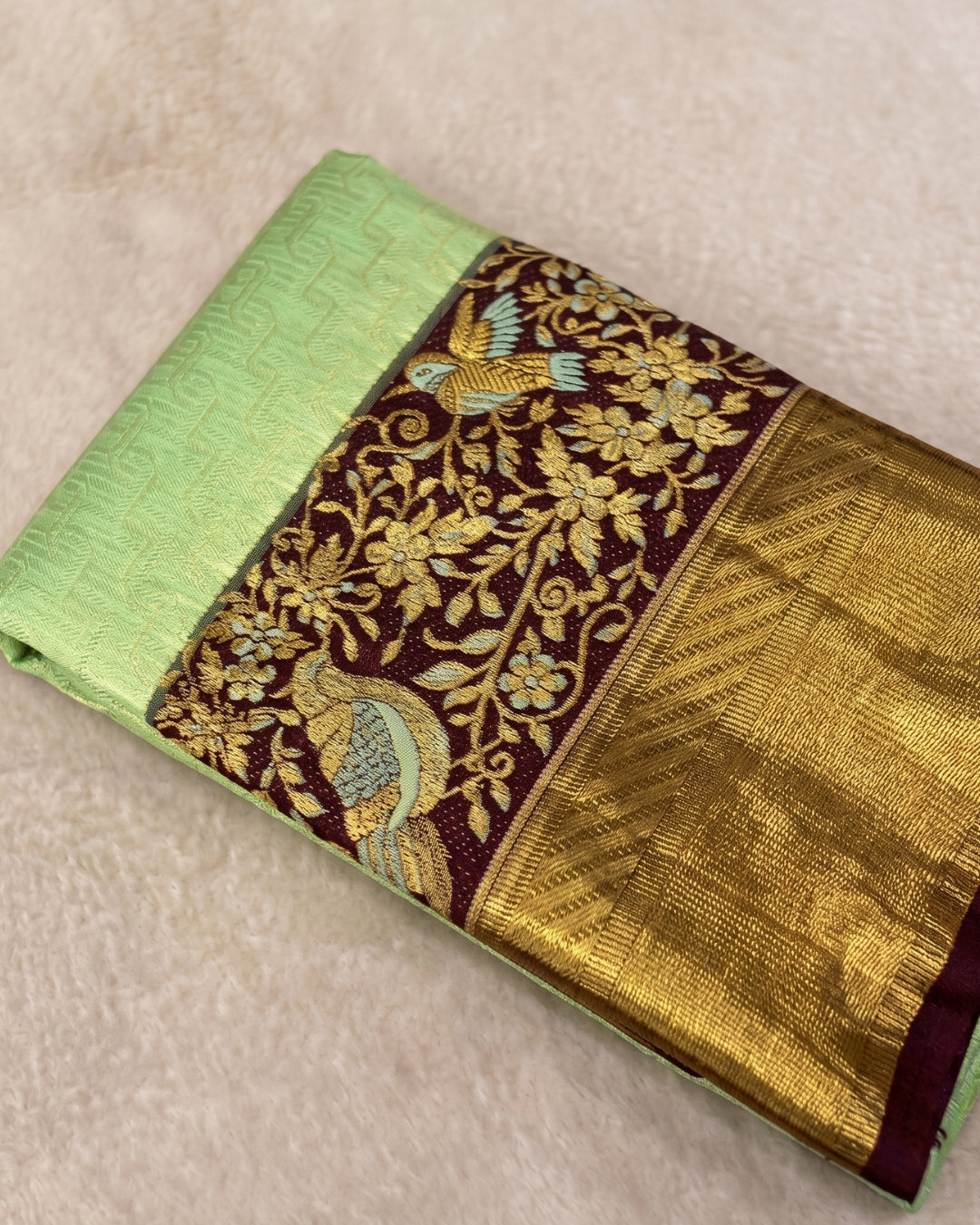 Mahi - Pastel Mint Heritage Kanjivaram Silk Blend Saree