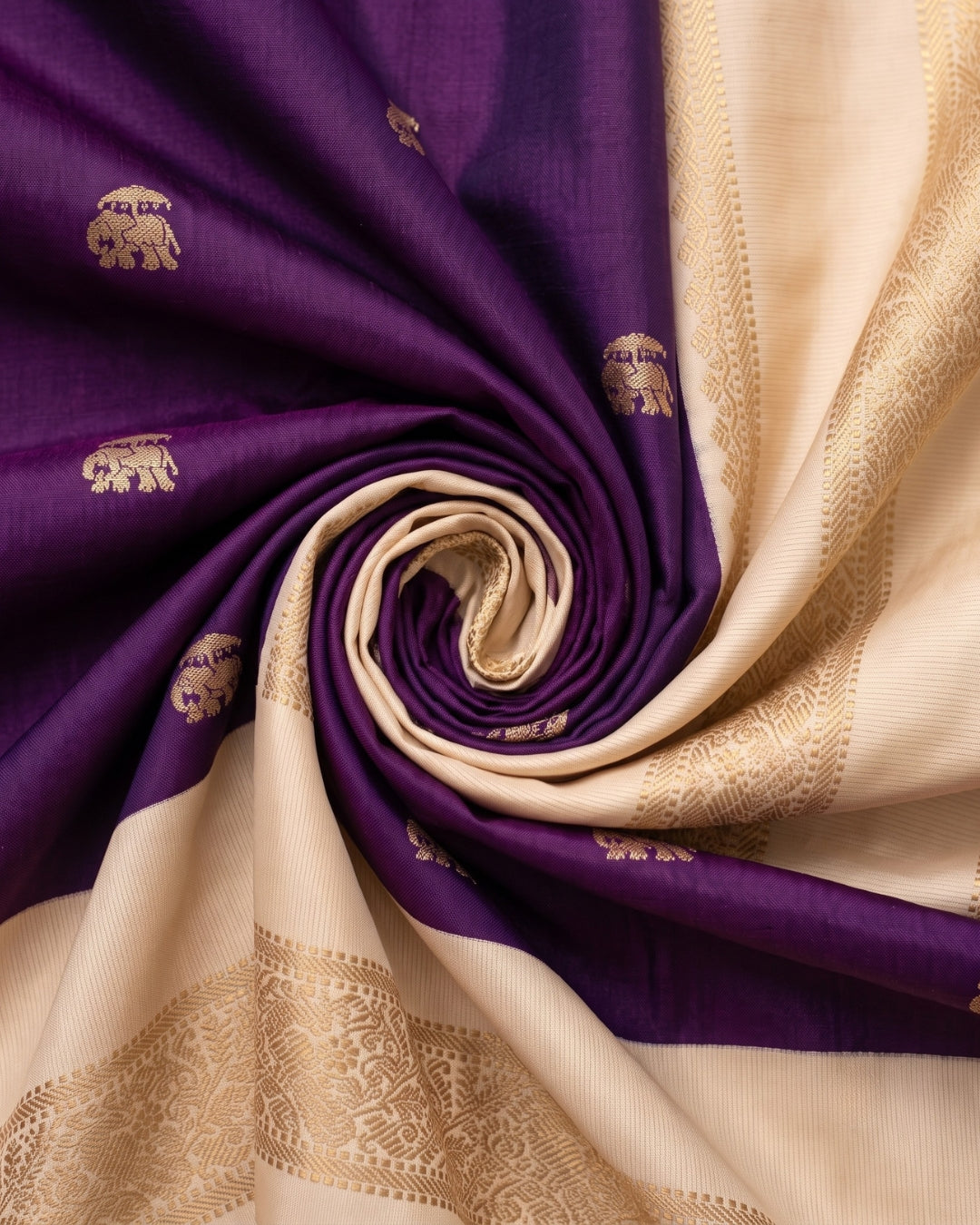Viha - Royal Purple Traditional Silk Blend Saree