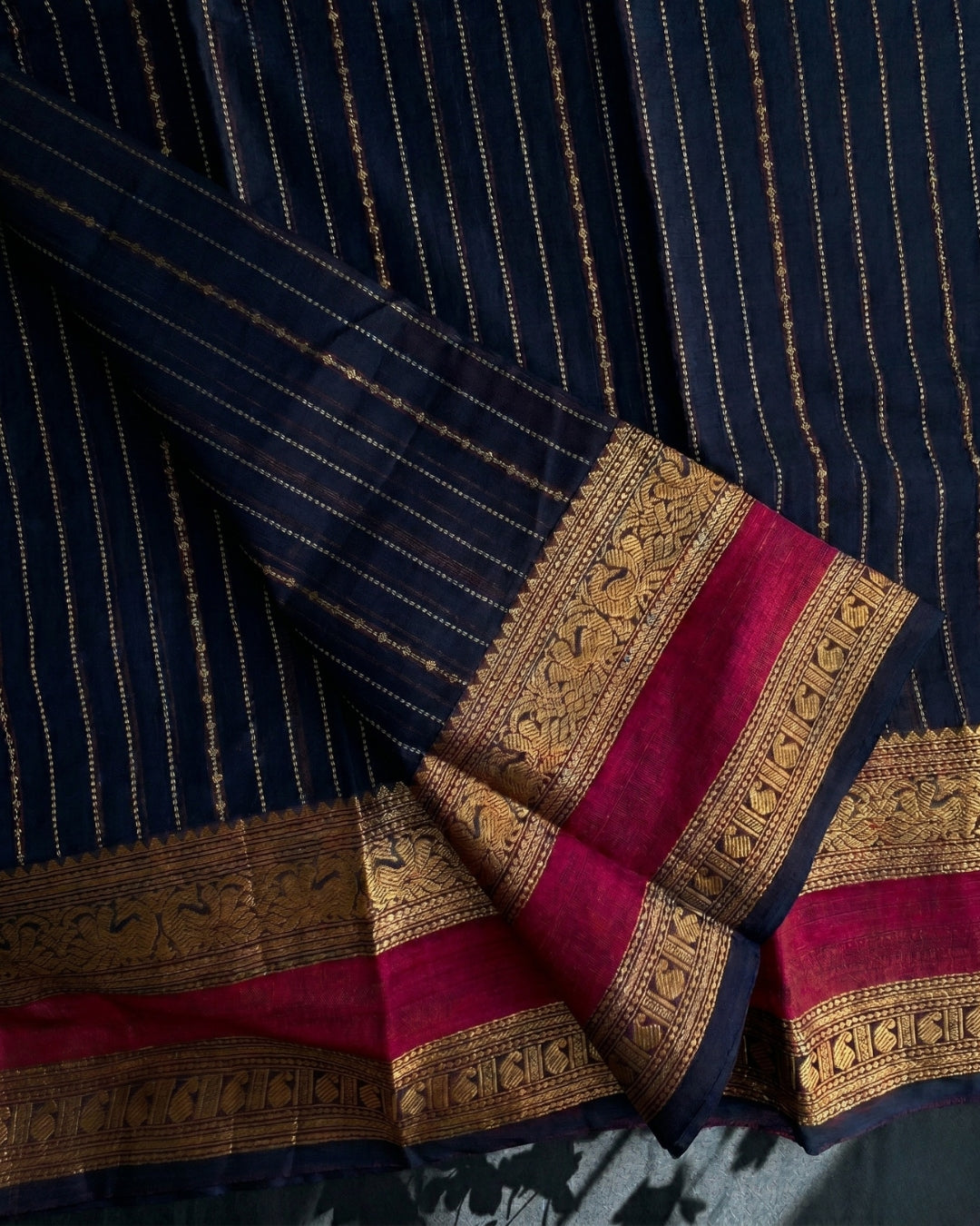 Varnika - Royal Navy Banarasi Border Saree