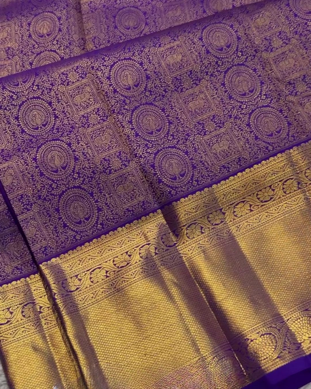 Niyati - Royal Purple Banarasi Silk Saree with Antique Zari Border