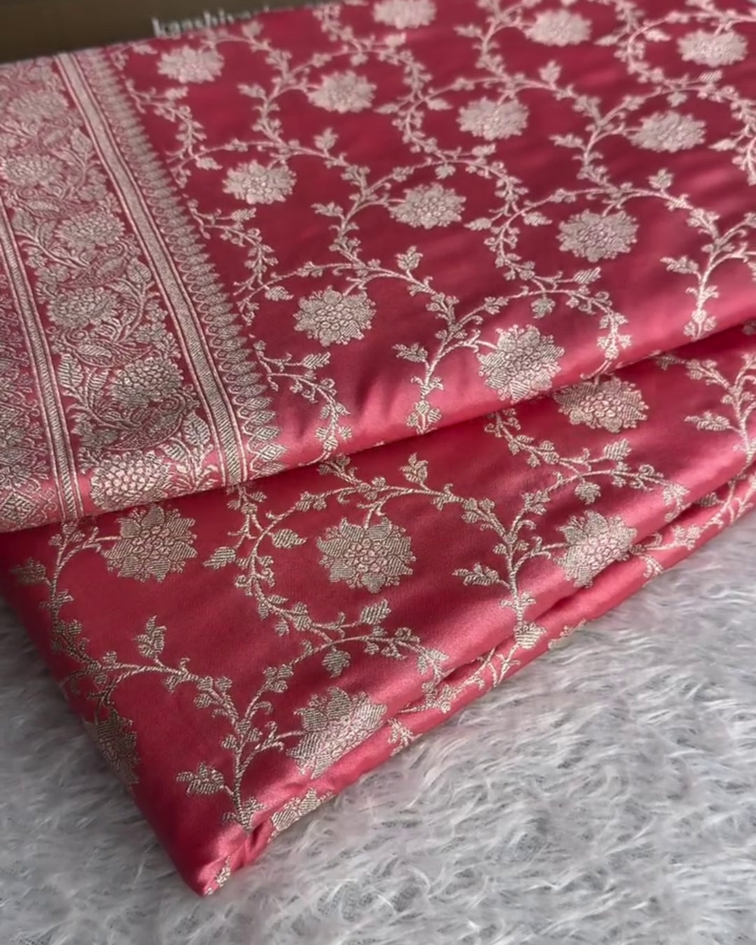 Maya - Rose Pink Peacock Banarasi Silk Saree