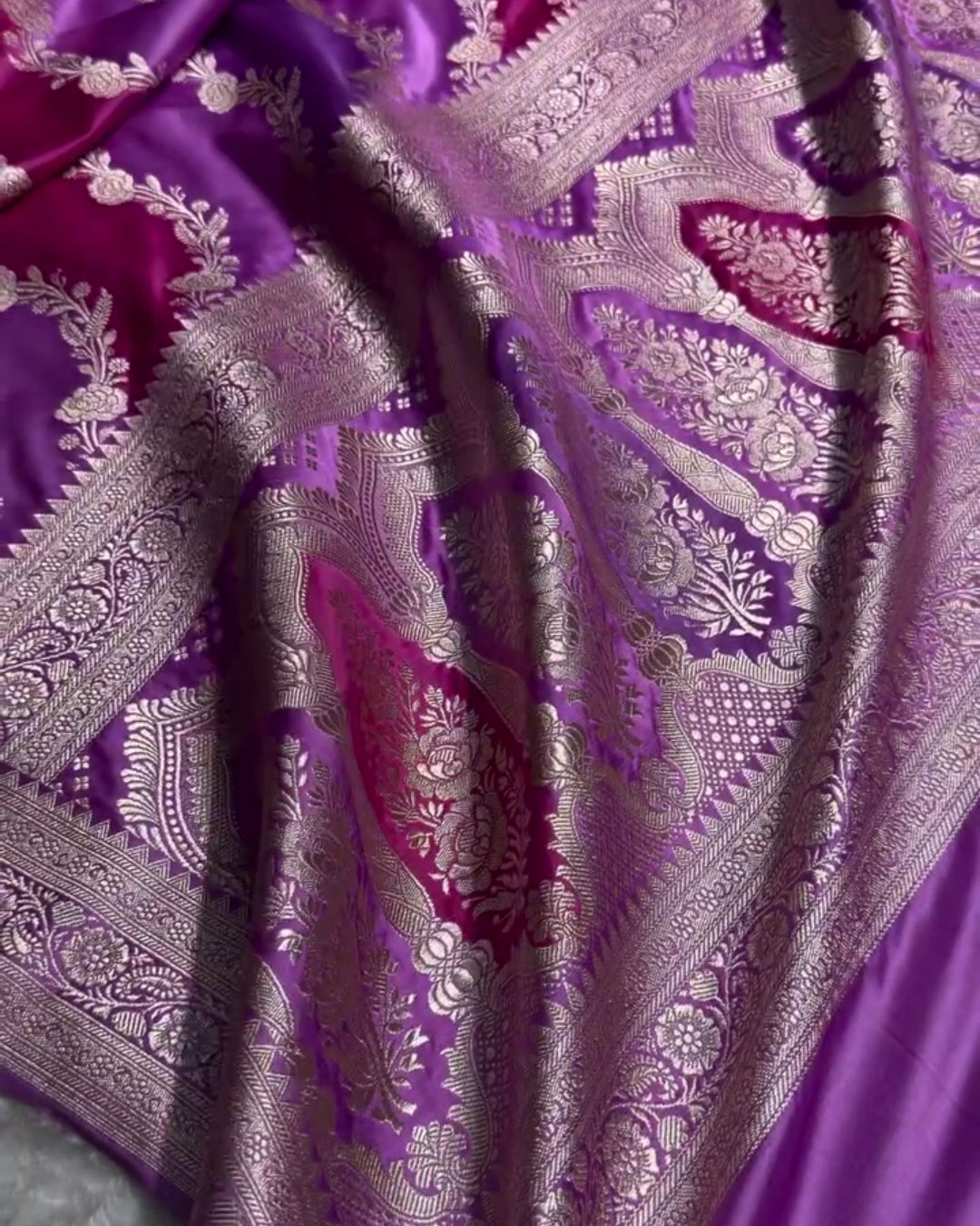 Varnika - Royal Purple Floral Banarasi Saree