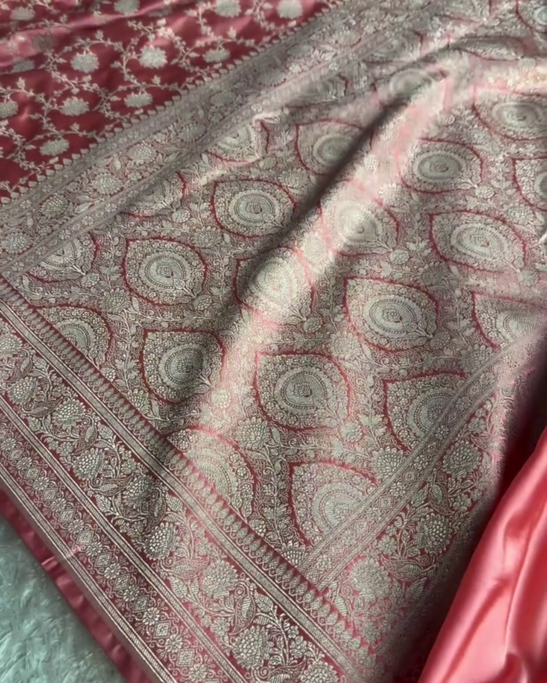 Maya - Rose Pink Peacock Banarasi Silk Saree