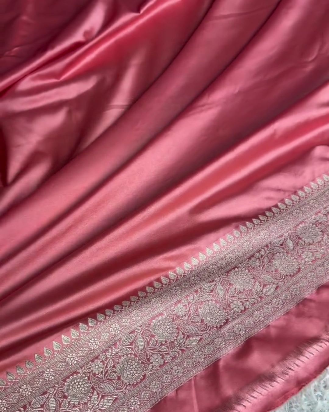 Maya - Rose Pink Peacock Banarasi Silk Saree