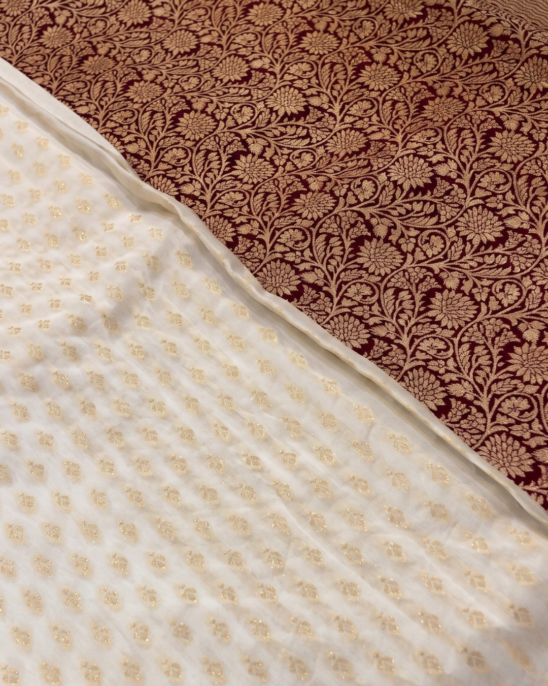 Devika - Ivory White Banarasi Organza Saree