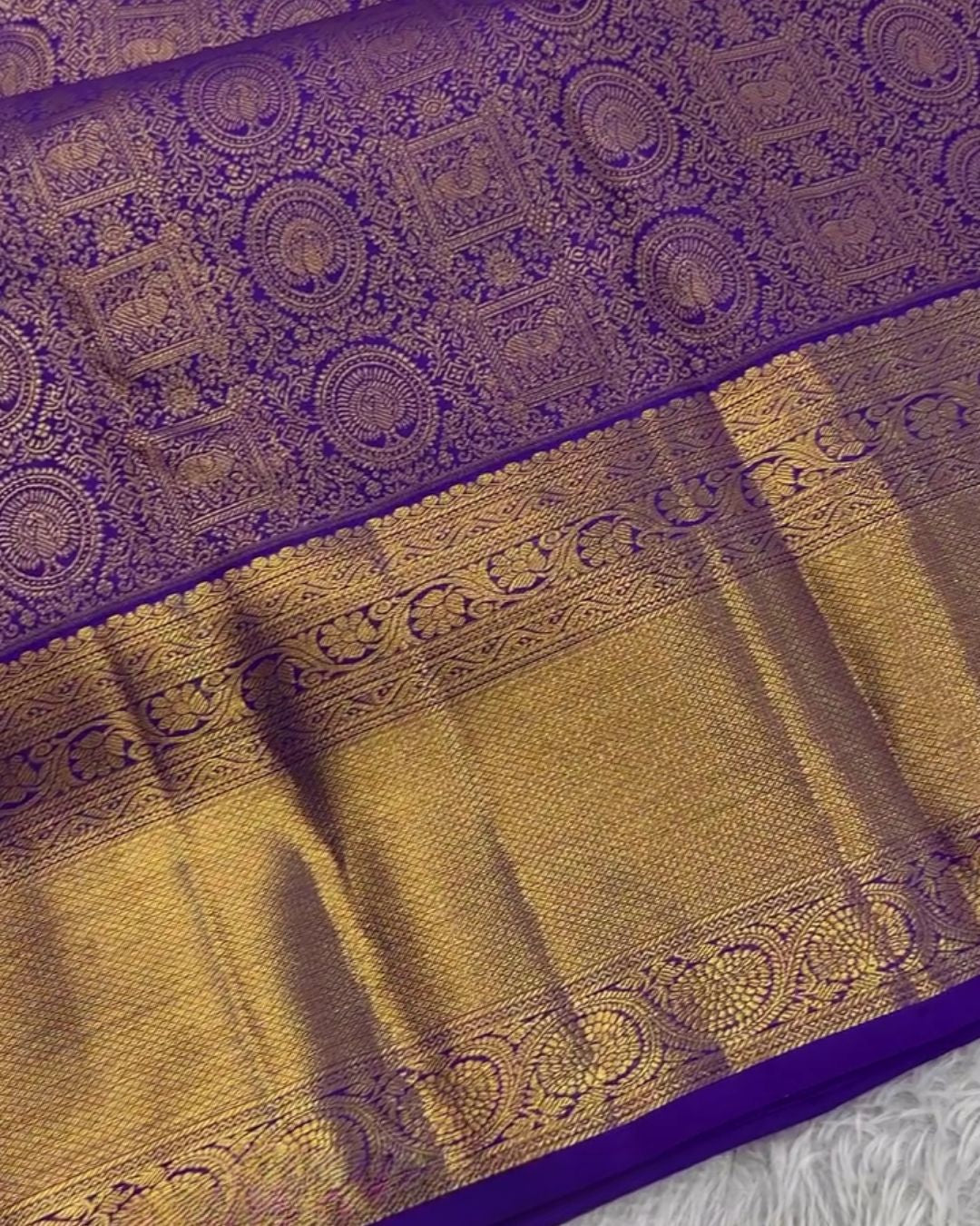 Niyati - Royal Purple Banarasi Silk Saree with Antique Zari Border