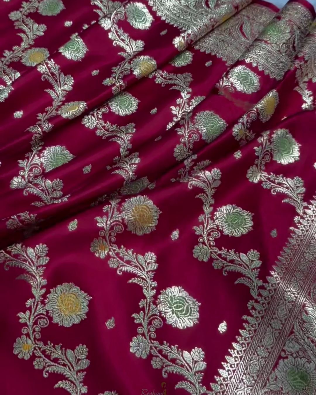 Mahati - Rani Pink Banarasi Silk Saree with Meenakari Zari Border