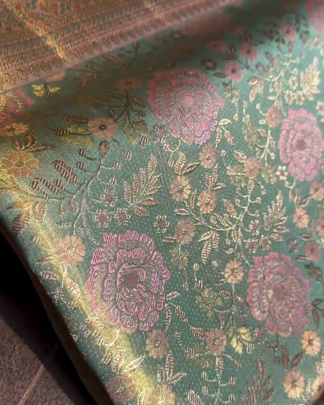 Vina - Aqua Bloom Heritage Silk Saree