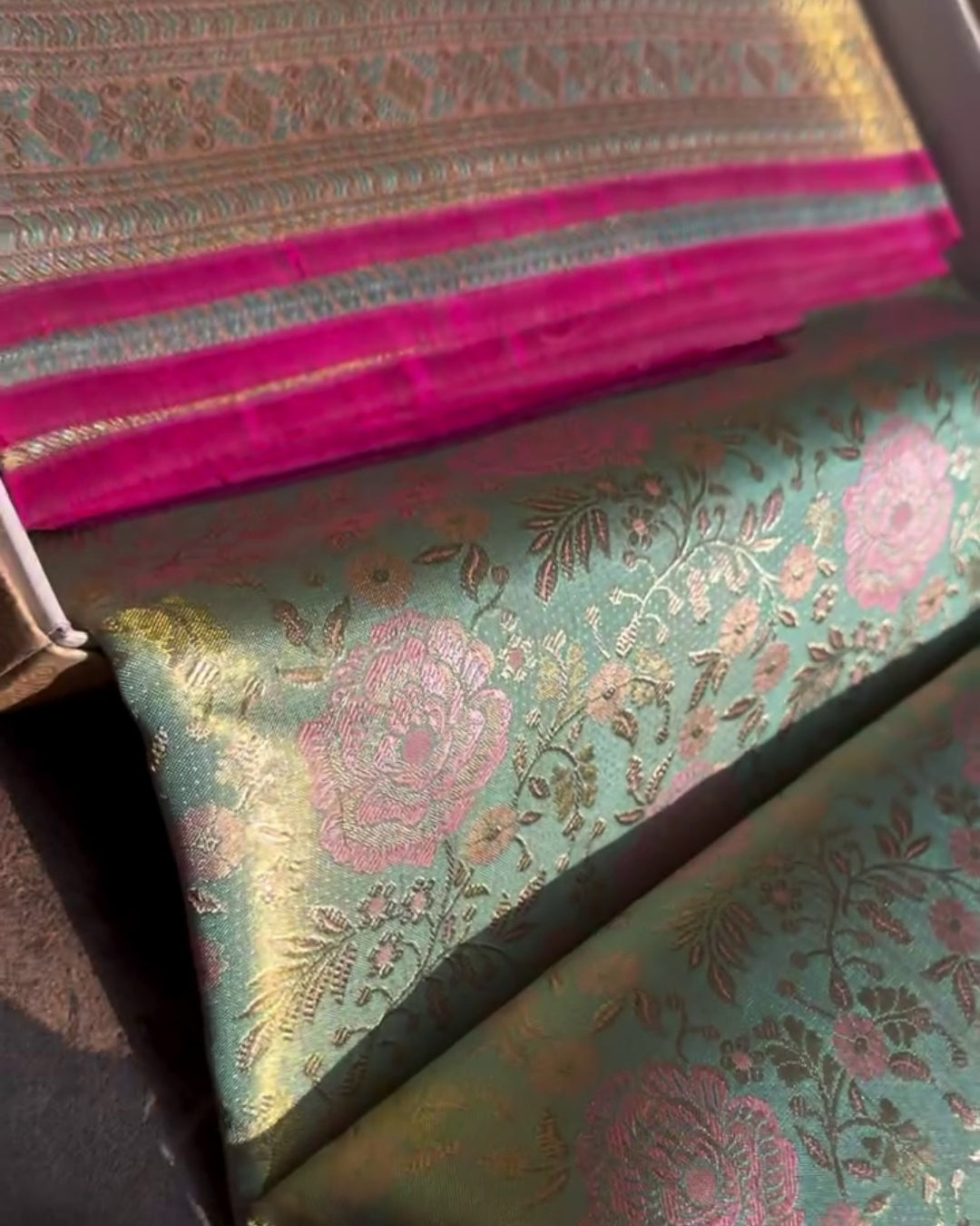 Vina - Aqua Bloom Heritage Silk Saree