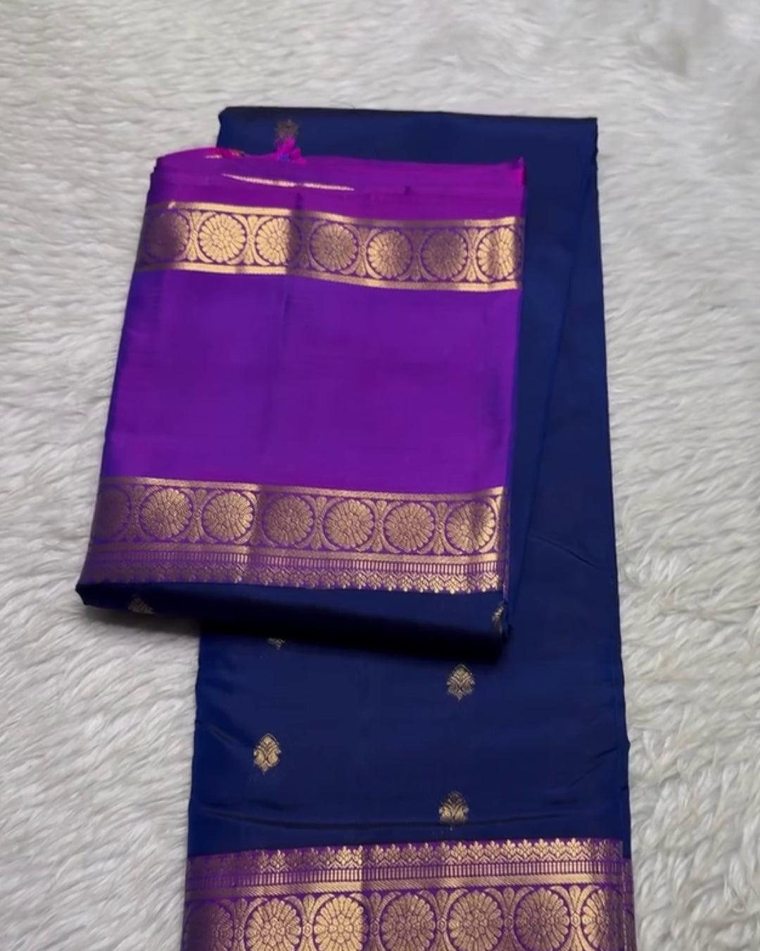 Tanvi - Royal Navy Banarasi Silk Blend Saree