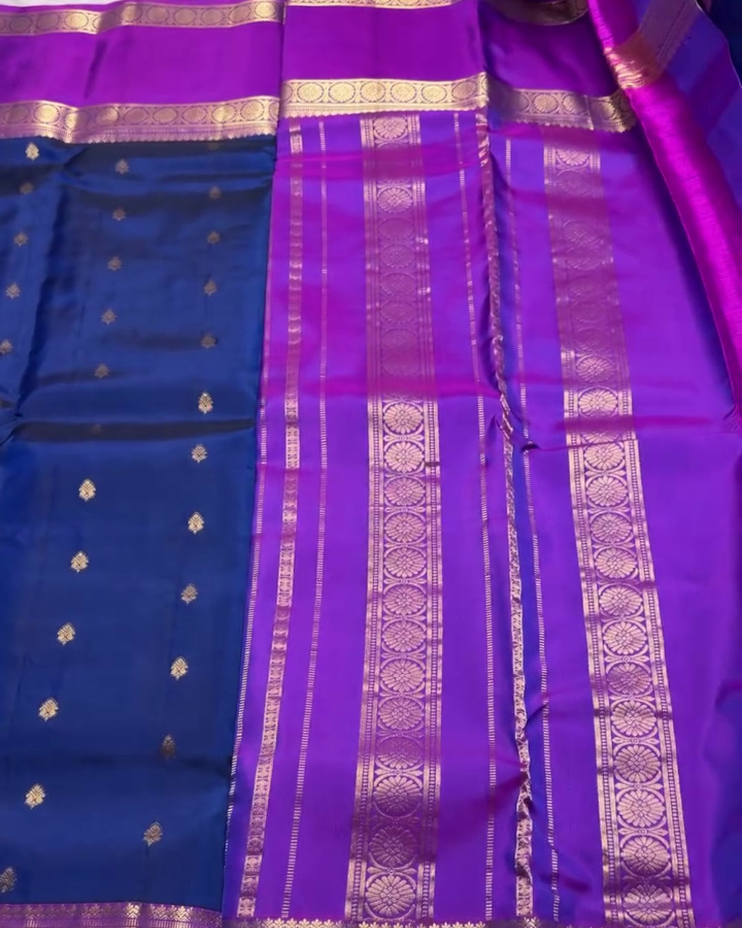Tanvi - Royal Navy Banarasi Silk Blend Saree