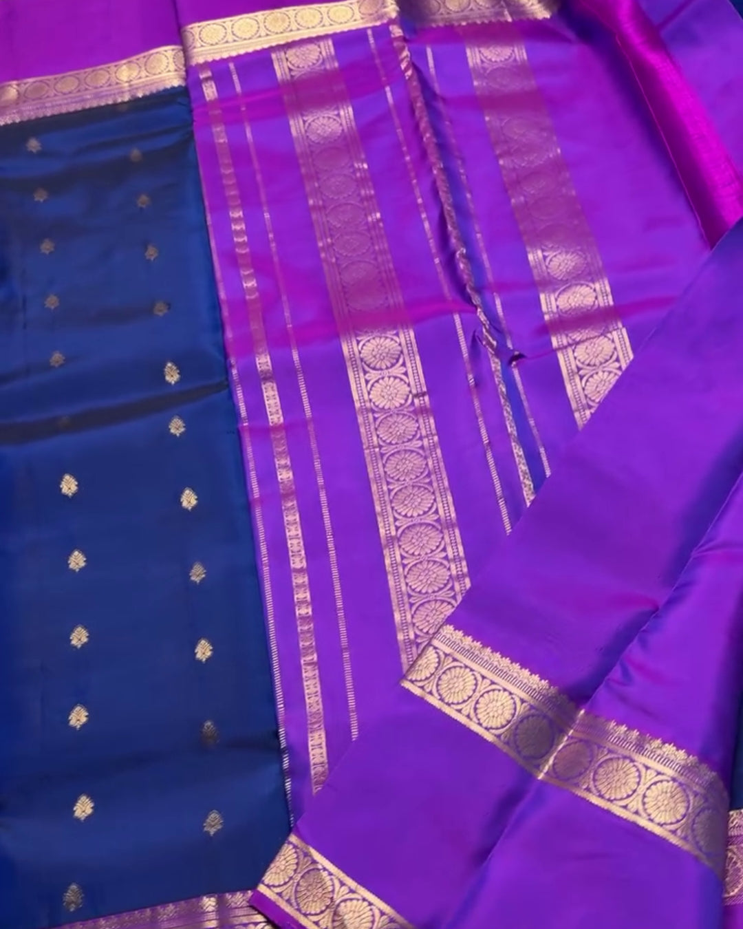 Tanvi - Royal Navy Banarasi Silk Blend Saree