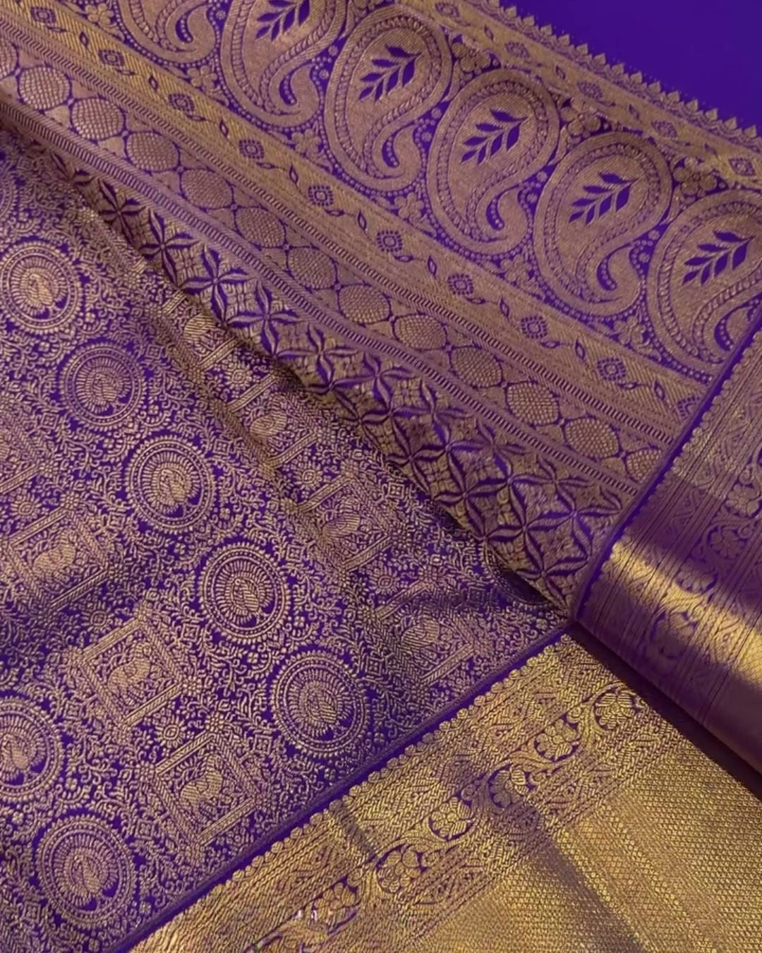 Niyati - Royal Purple Banarasi Silk Saree with Antique Zari Border