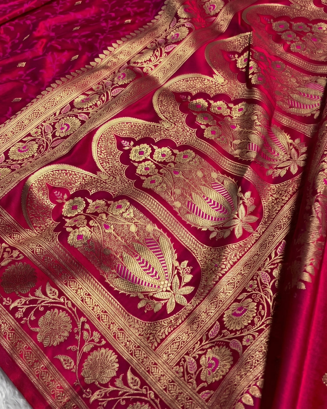 Fiona - Royal Rani Pink Woven Banarasi Silk Saree