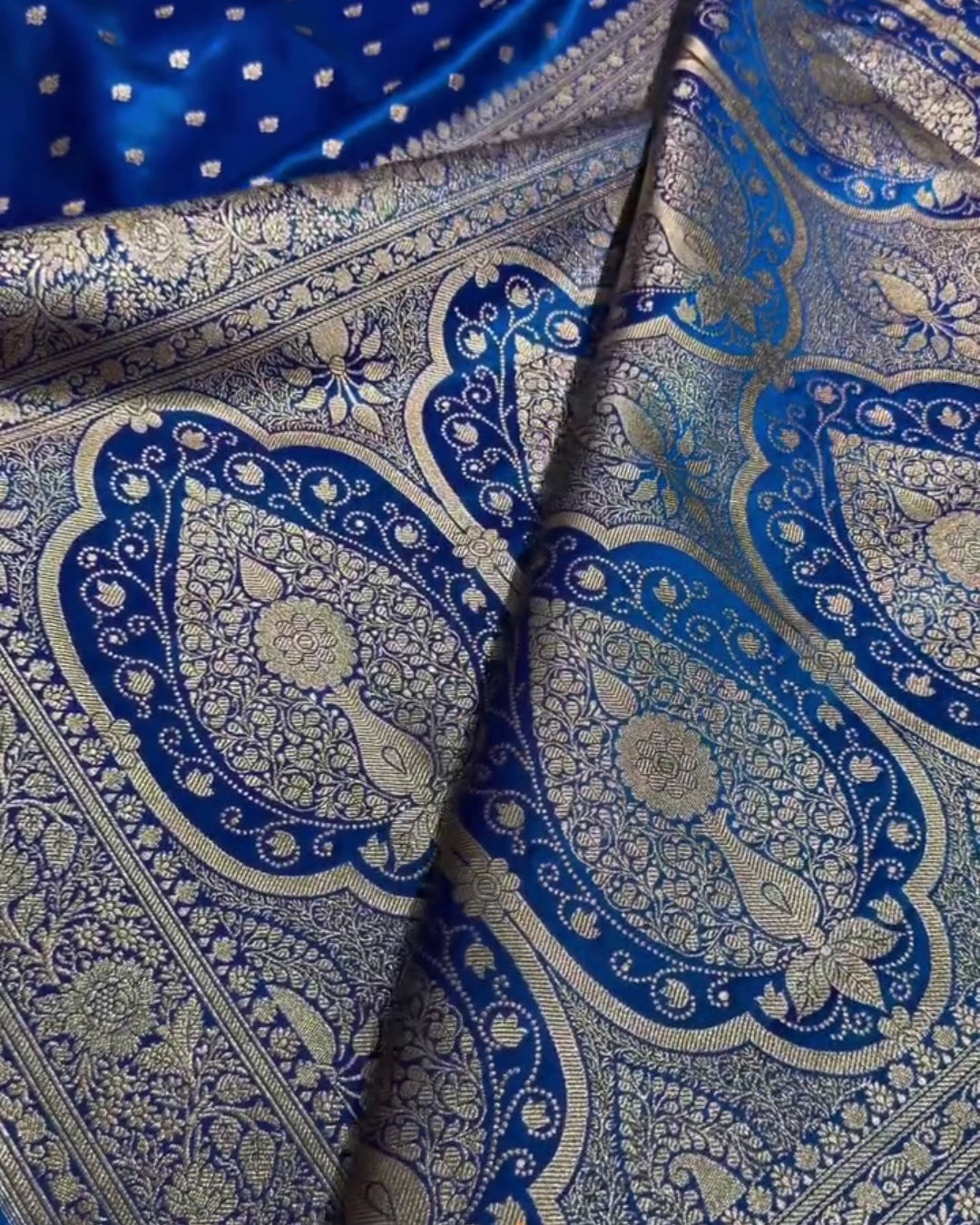 Bansri - Royal Blue Floral Zari Banarasi Saree
