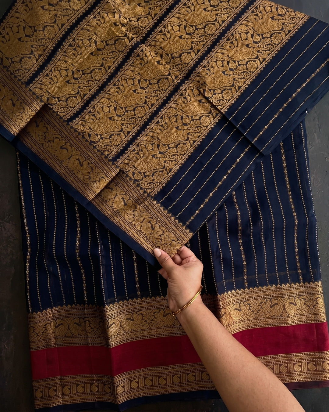 Varnika - Royal Navy Banarasi Border Saree