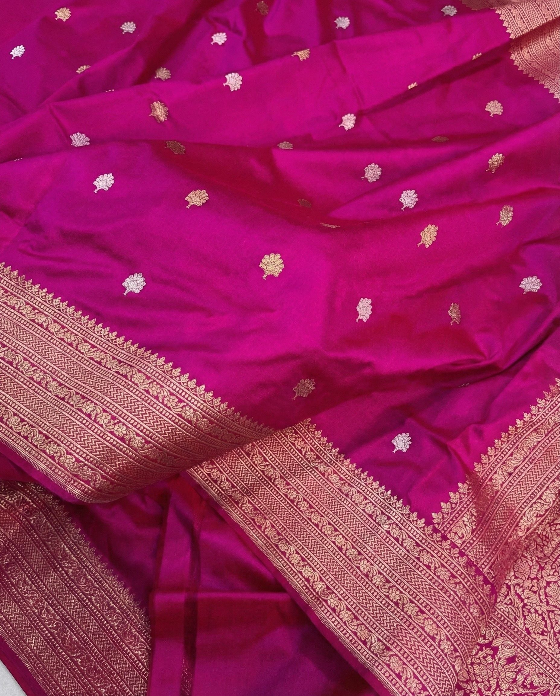 Binodini - Hot Pink Handloom Pure Silk Banarasi Saree