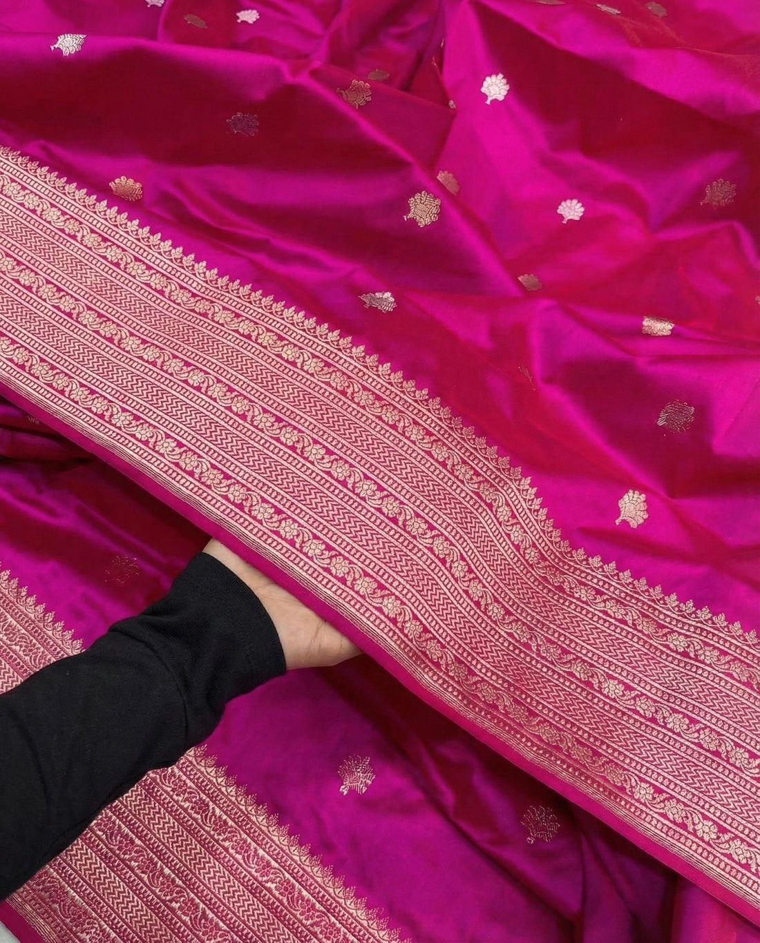 Binodini - Hot Pink Handloom Pure Silk Banarasi Saree