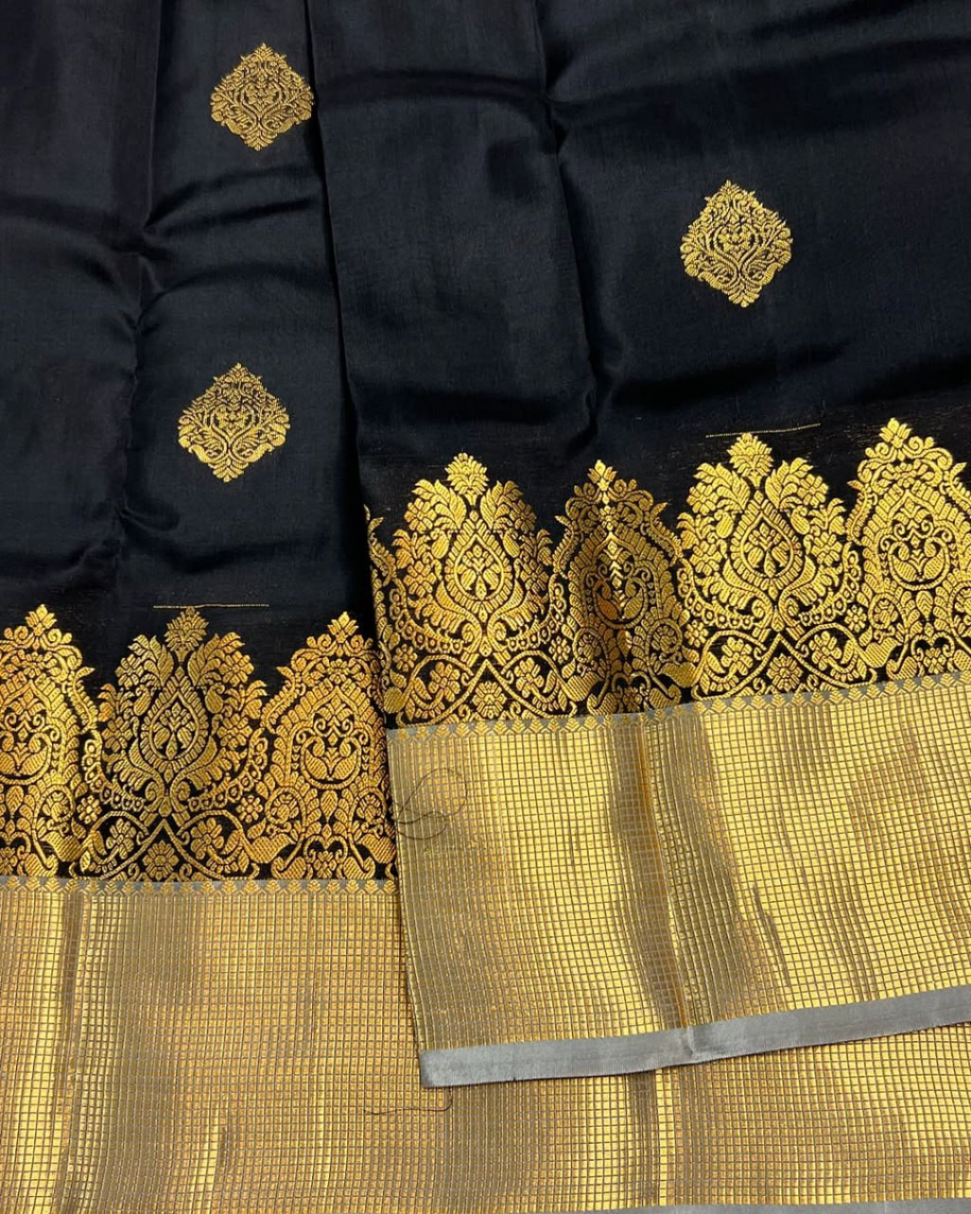 Ritika - Black Silk Saree with Grand Gold Zari Work