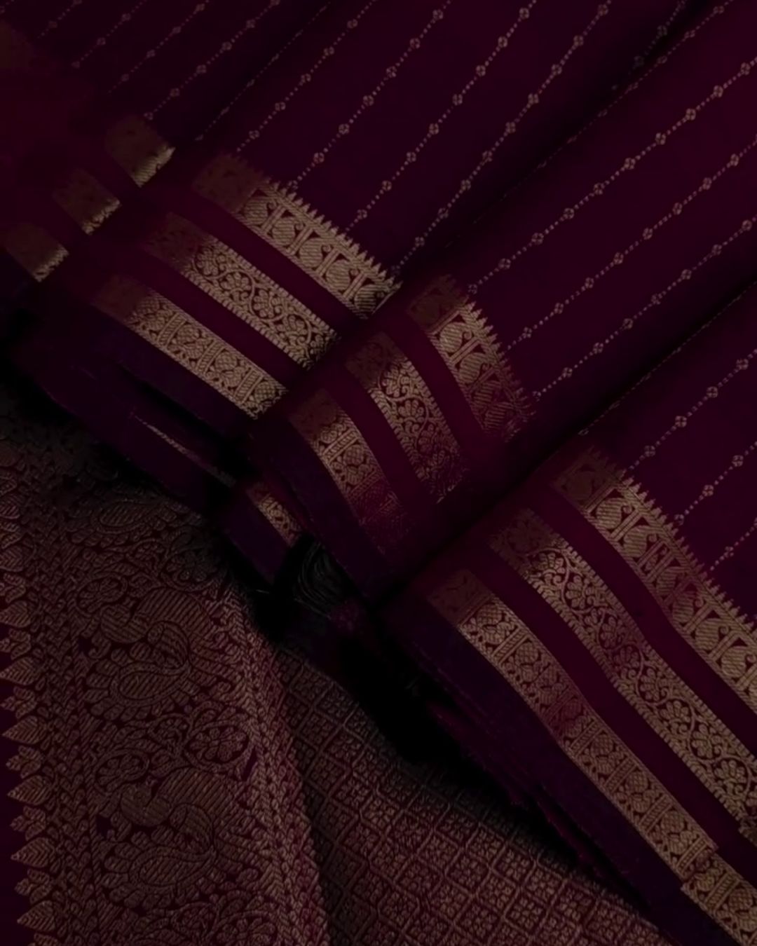 Ela - Wine Soft Silk Saree with Zari Butti Border