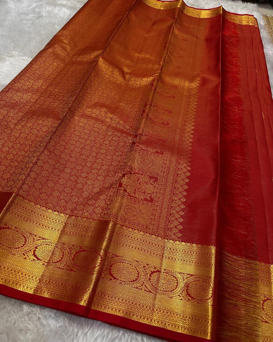 Devika - Vermilion Red Kanjivaram Saree