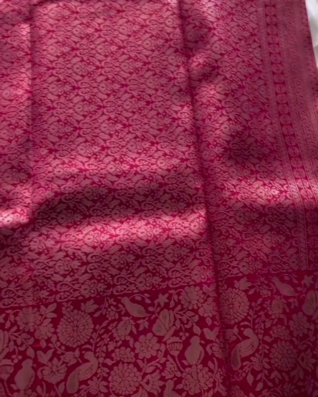 Tanaya - Gold Silk Saree with Rani Pink Brocade Border