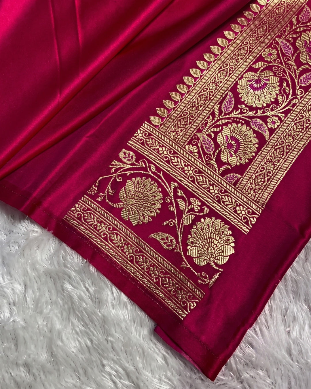 Fiona - Royal Rani Pink Woven Banarasi Silk Saree