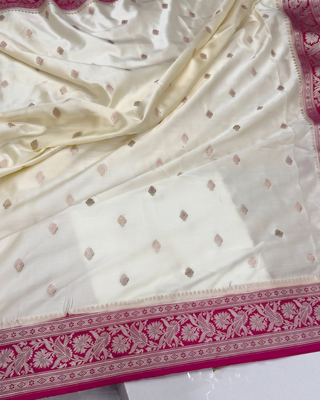 Hitakshi - Ivory Banarasi Silk Blend Wedding Saree
