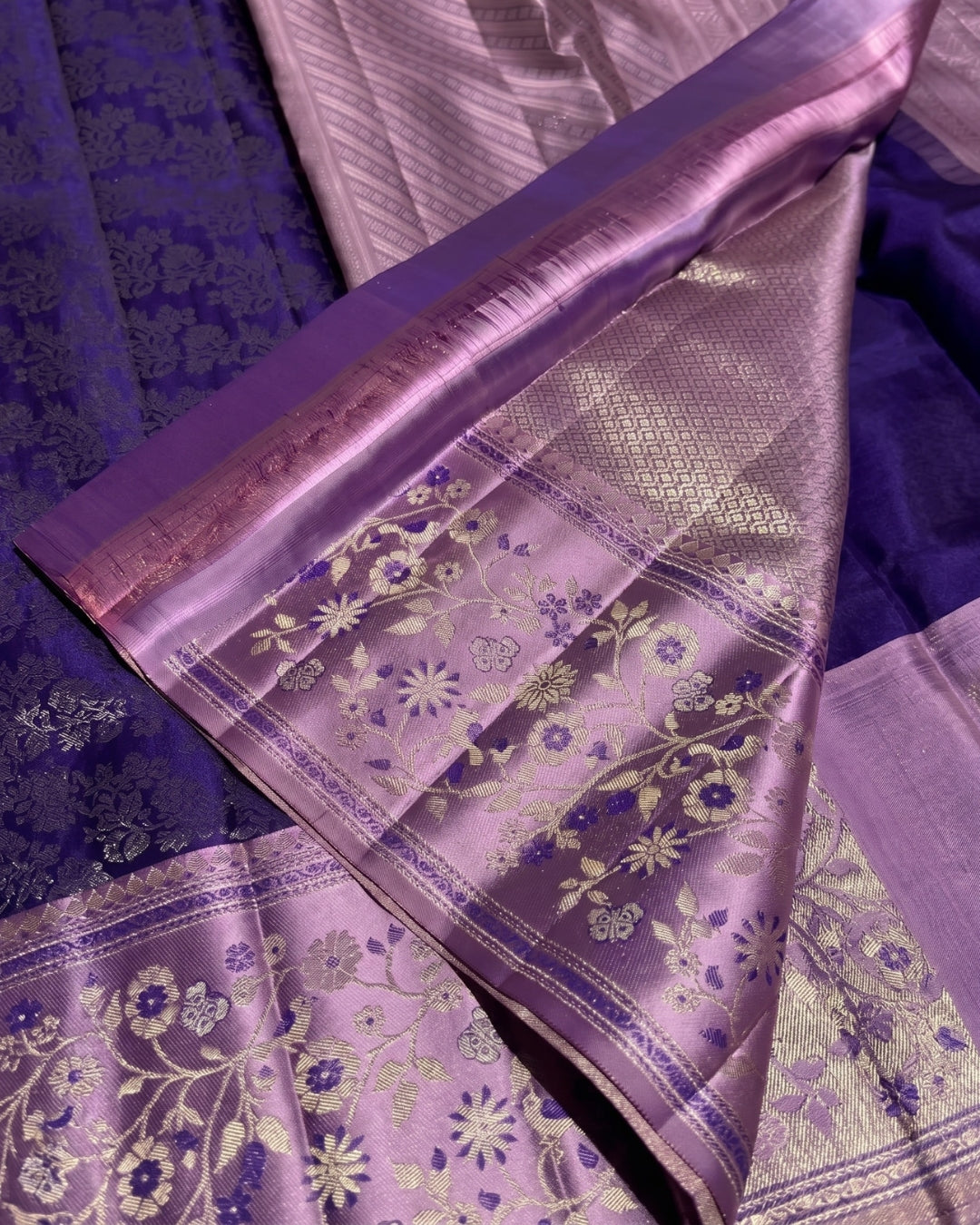 Aadhira - Lavender Bloom Banarasi Silk Saree