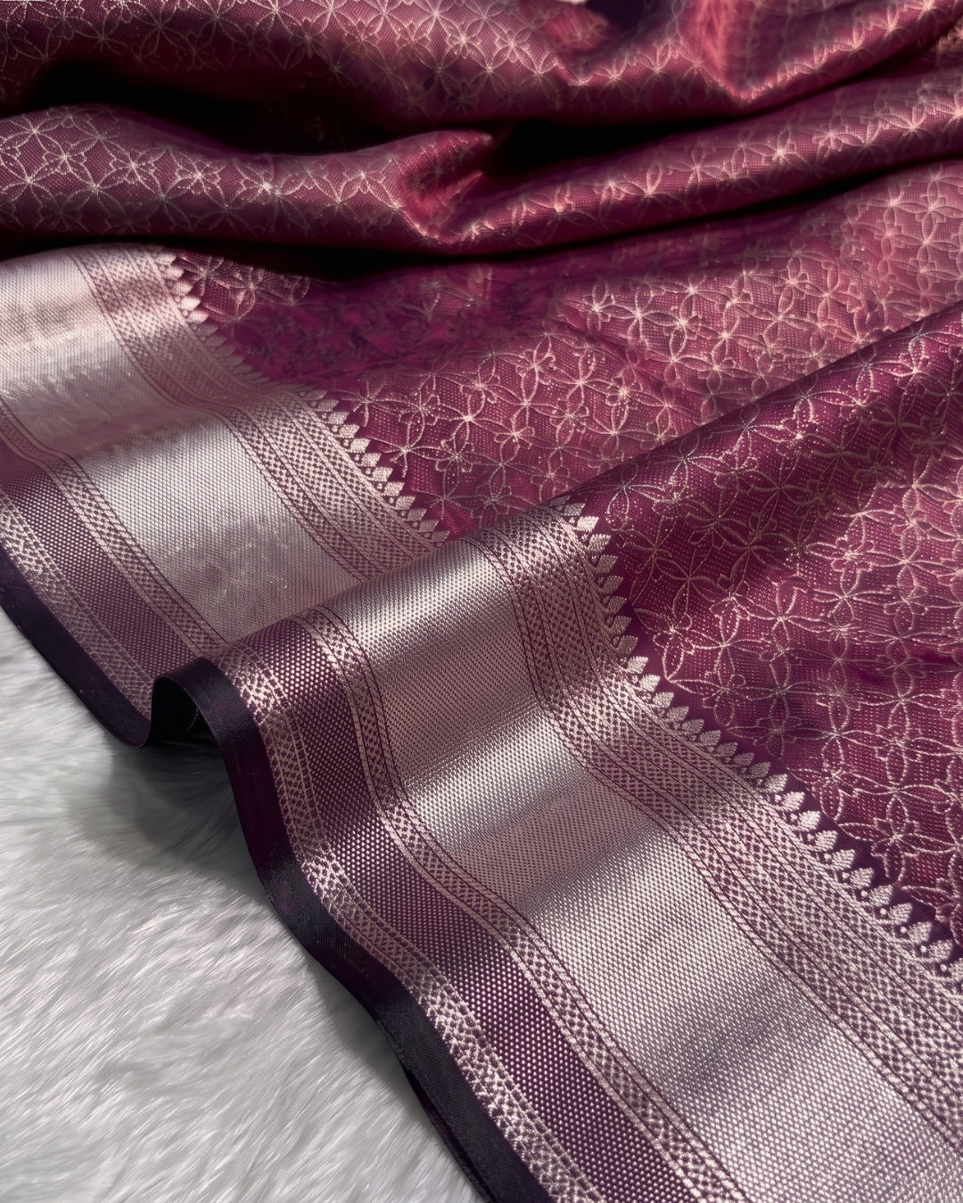 Charita - Wine Soft Banarasi Silk Saree