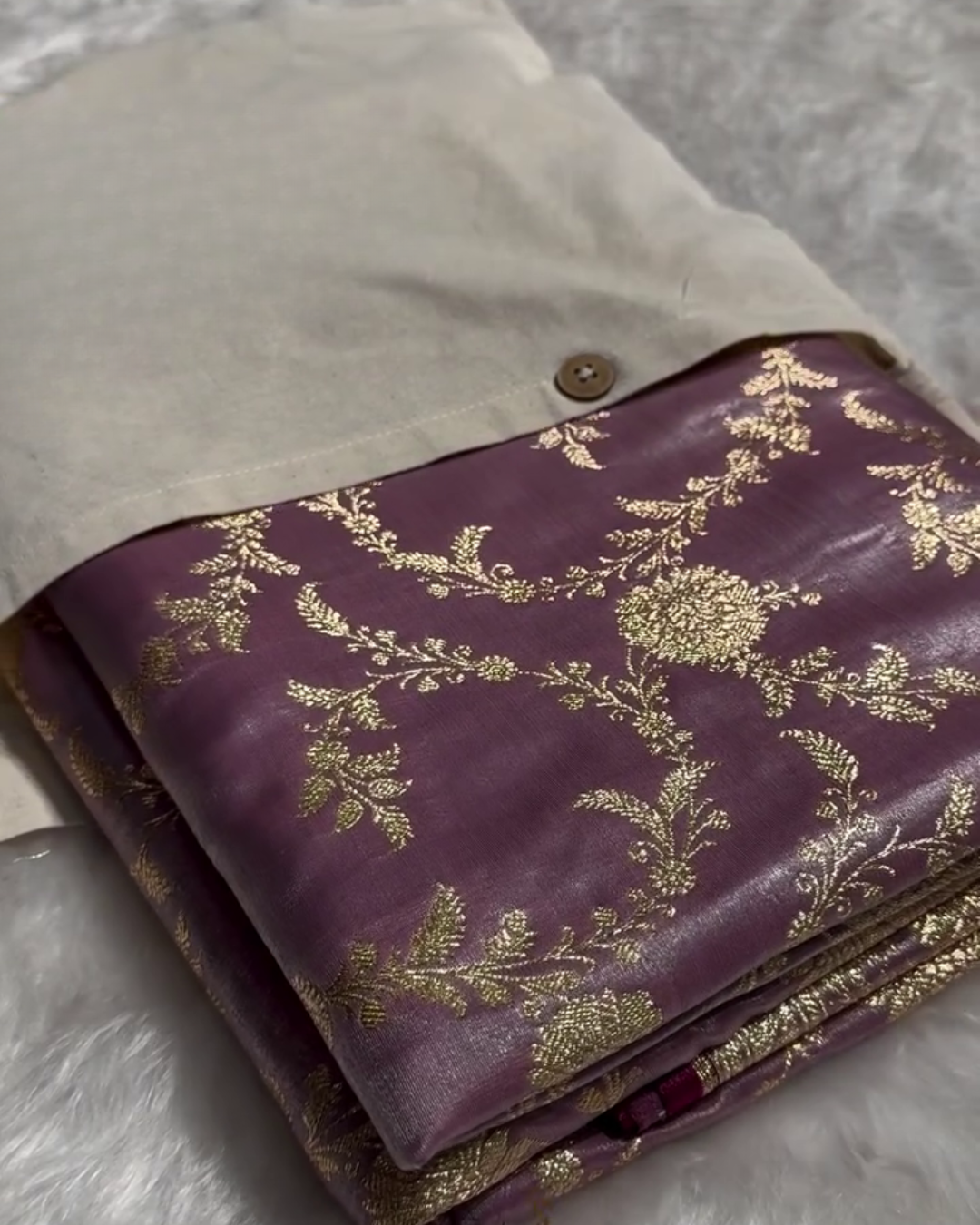 Annapurna - Mauve Satin Saree with Zari Weaving Silk Saree with Zari Border