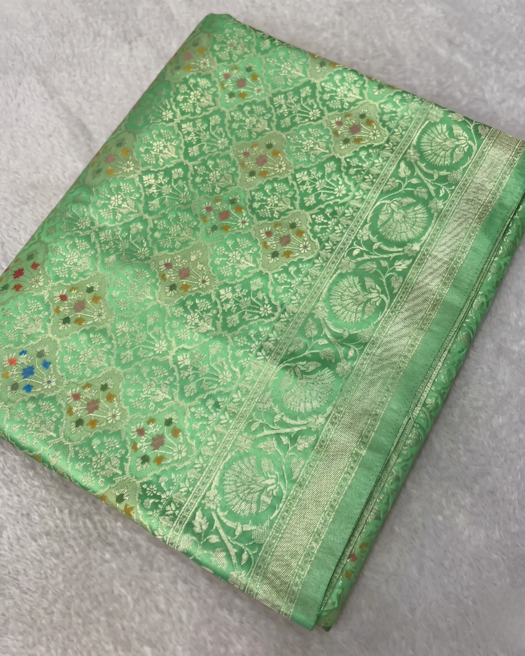 Avira - Mint Green Banarasi Silk Saree