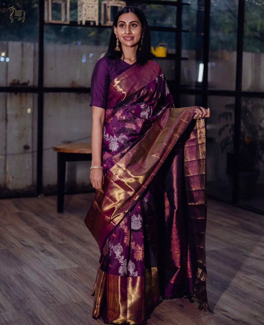 Purple Kanjivaram Silk Saree with Rich Zari Border