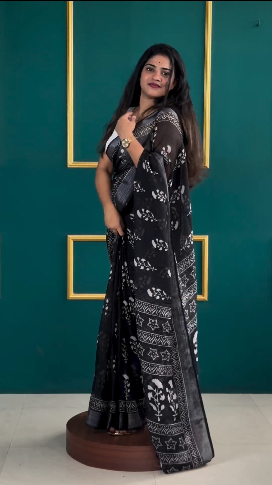 Noir Grace Black Cotton Saree – Subtle, Strong, Statement