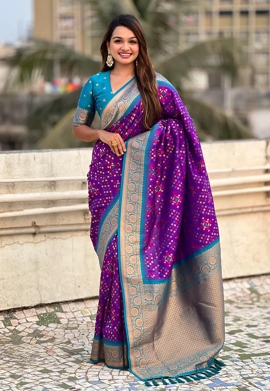 Turquoise Navy Blue Banarasi Silk Saree – Festive Radiance in Every Drape