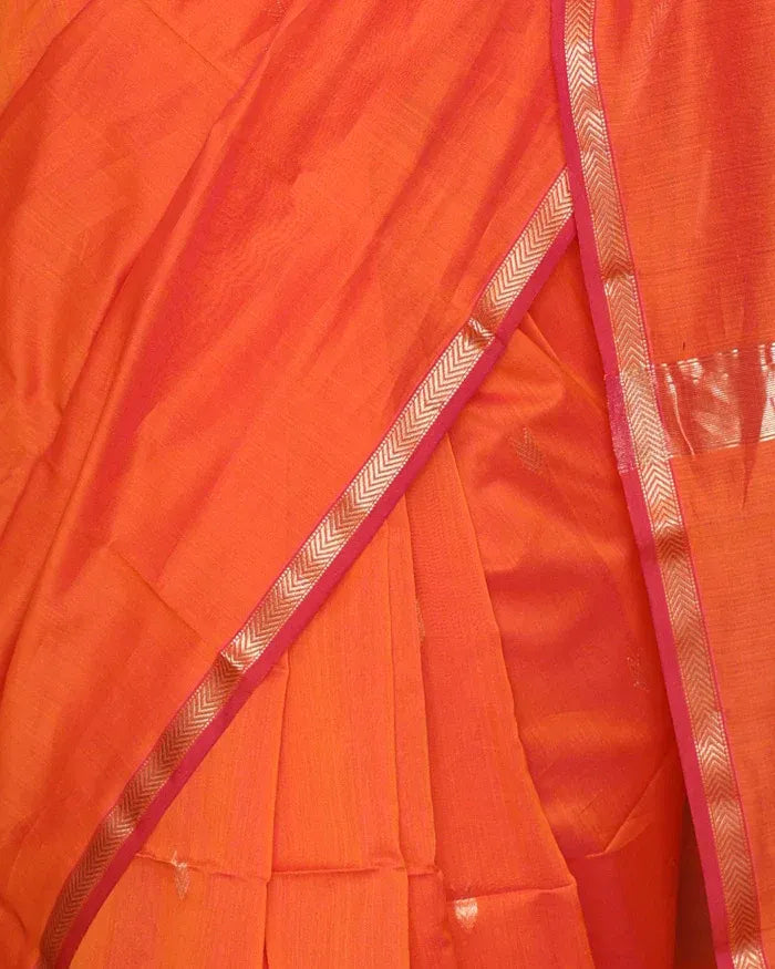 Mithali – Orange Pure Linen Silk Saree with jacquard weaving work
